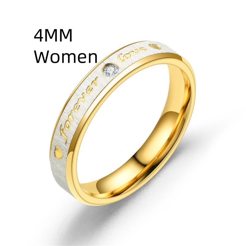

Unisex Fashion Letter Ring Stainless Steel Diamond Detailing Wedding Band Zircon for Couples Rings Sizes 6-12 12