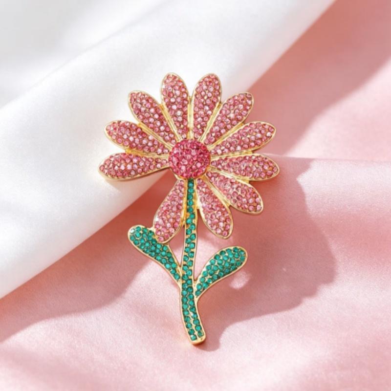 Decorative Rhinestone Flower Brooch for Women Girls Fancy Detail for Every Outfit