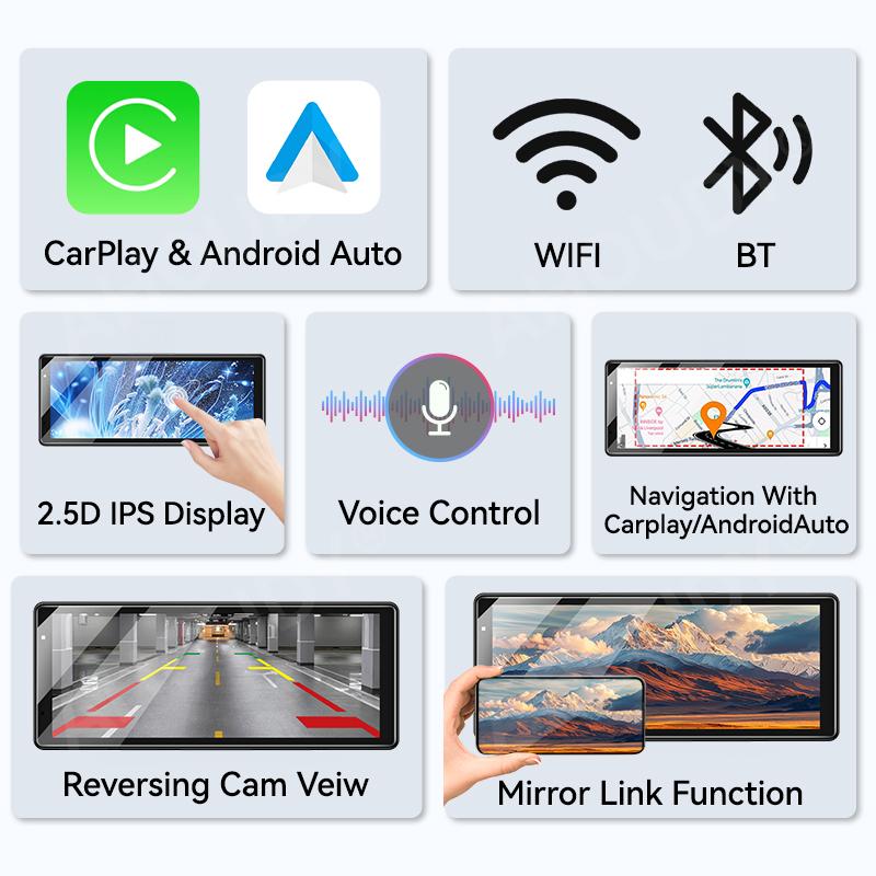 VENBES 9" Car Radio Multimedia Video Player Portable Wireless Carplay Android Auto GPS Navigation Universal Touch Screen BT IPS