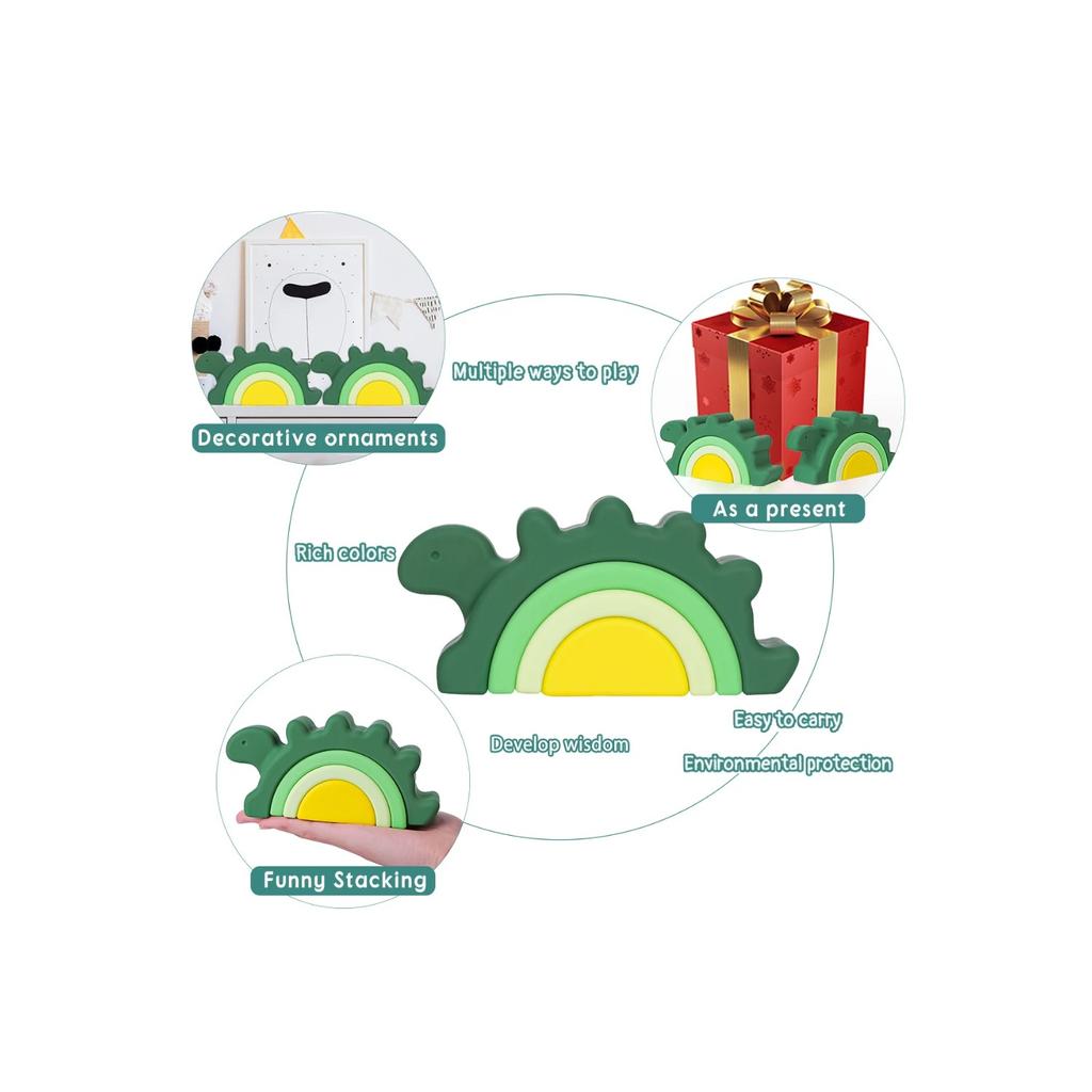 Babyspielzeug Silikonbaustein Silikonbeißring Rakete Weicher Block Lernspielzeug Montessori-Spielzeug Stapelbausteine