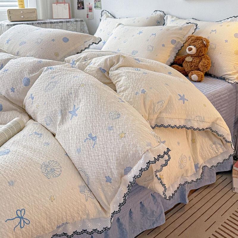 

Brangdy Sea Salt Diary French Lace 4-Piece Summer Bedding Set