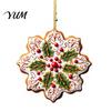 Indoor Hanging Decor 2D Acrylic Christmas Ornament, Gingerbread Snowflake Red Berry Decoration Decorative Holiday Pendants for Xmas Tree, Car Rearview