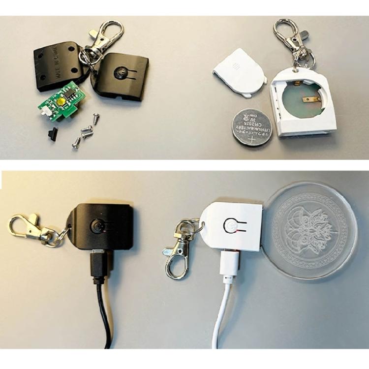 LED Keychain Festival Pattern Luminous Keyring for Outdoor Emergency Daily Use