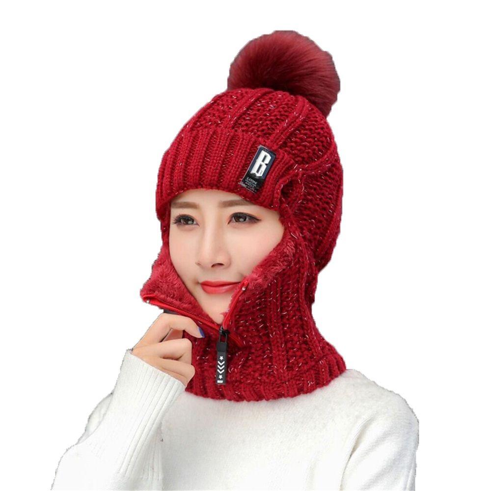 Neck Warmer Wool Knitted Hat Windproof Ear Protection Hat Winter Hat Scarf Set  Outdoor Cycling