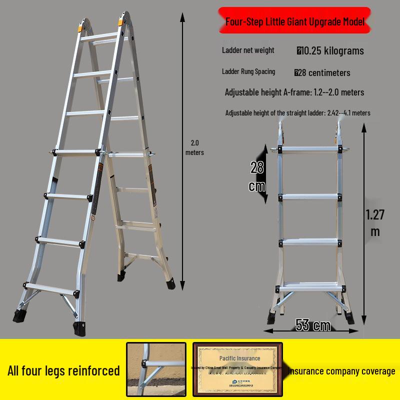 Aluminum Alloy Telescopic A-frame Ladder - Foldable, Extra Long, Safety Engineering Ladder