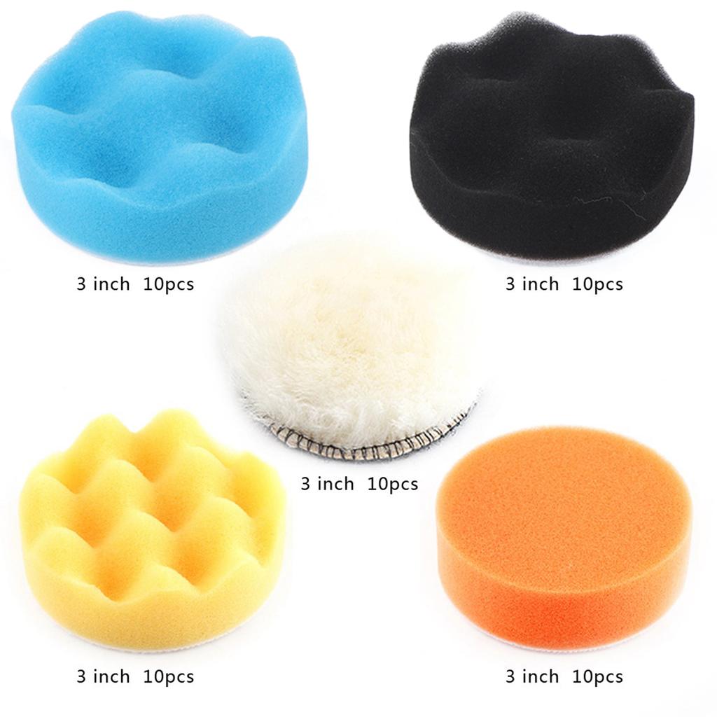 50Pcs 3  Sponge Polishing Buffing Waxing Pad Kit Tool for Car Polisher Buffer