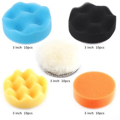 50 Stück 3 Zoll Schwamm Polier-Puffer Wachs-Pad Set Werkzeug für Auto Polierer Puffer