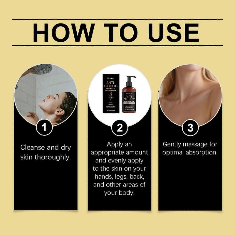 1-3x Anti Cellulite Massage Oil, Legs and Firming Body Oil, Moisturizes and Softens Skin, Skin Tightening Oil, Wrinkles Smoother, 100ML