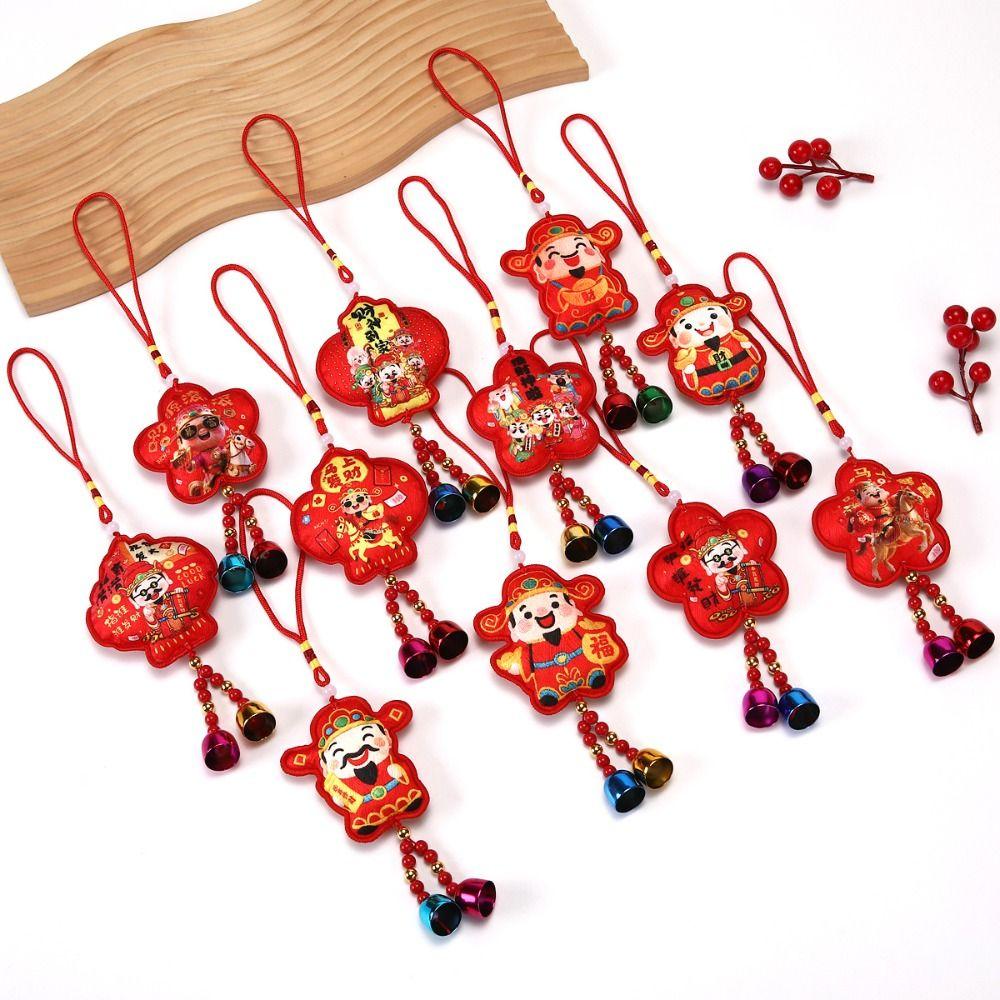 the god of fortune The God of Wealth Pendant Embroidered Red Chinese New Year Decoration Year of the Horse Chinese Style