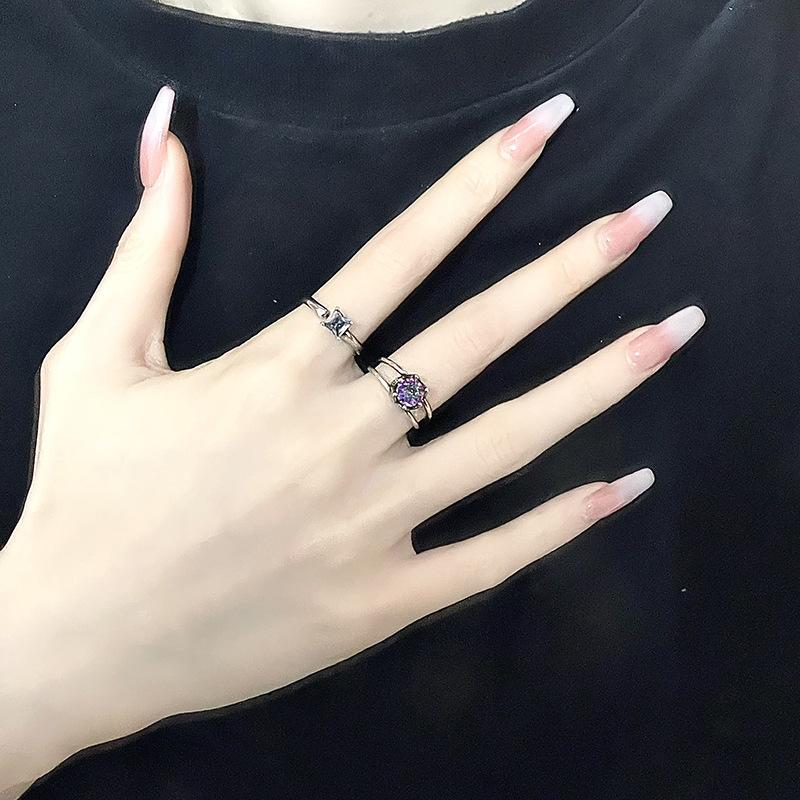 Niche Design Sense, High Sense, Retro Punk Personality, Simple Fashion, Open Ring, Gemstone Index Finger Ring For Women