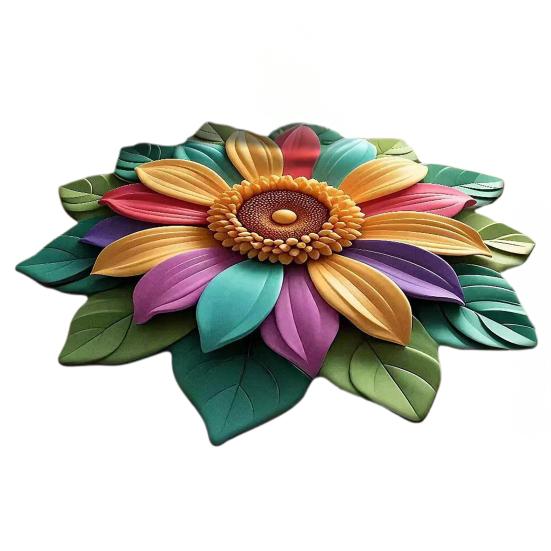 Yousheng Floral Plush And Diatomaceous Earth Floor Mat 3D Flower Optical Illusion Rug Non-Slip Absorbent Diatomite Bath Mat for Room Bedroom Entrance
