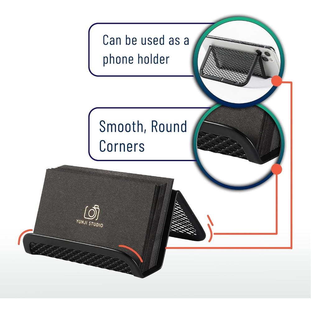 Metal Mesh Business Card Holders, 1Pack Durable Stainless Steel Card Stand for Desk, Office, and Business Use