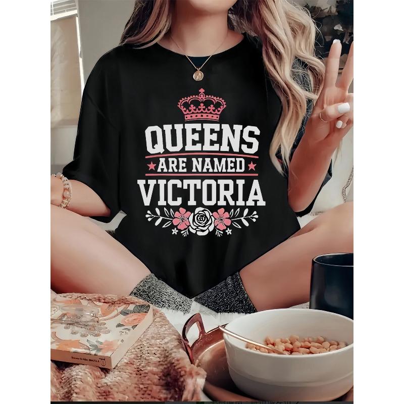 Женская футболка ко Дню Виктории, Топ с коротким рукавом и круглым вырезом, Черная повседневная футболка, Подходящая для Дня Виктории и повседневной одежды, Одежда, которую можно стирать в машине S