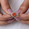 Natural Carnelian Round Gemstone Ring, Statement Ring, Designer Ring, Handmade Jewelry, Stacking Ring, Gift For Her, 925 Silver Ring