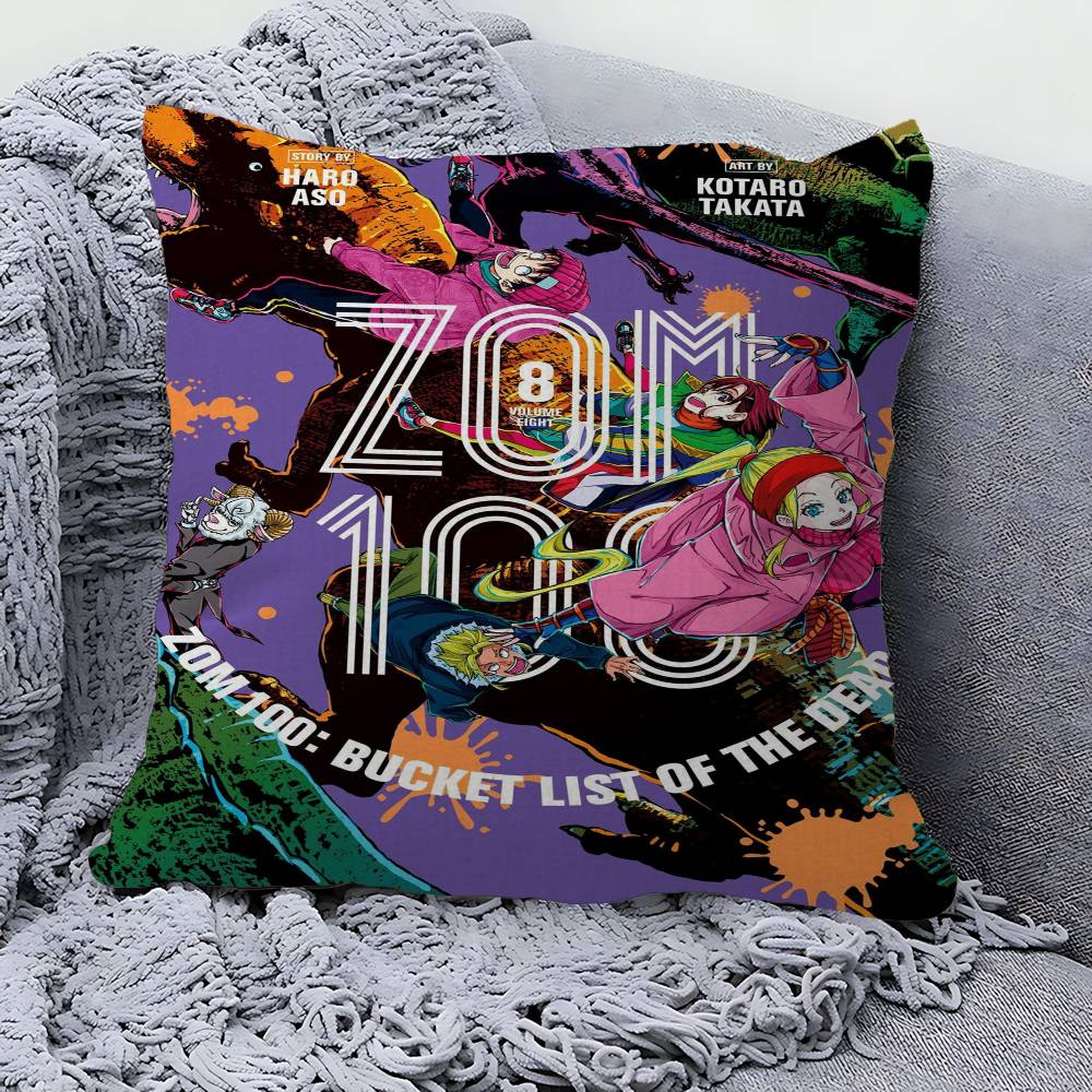 Anime Zom 100 Bucket List of the Dead Cushion Cover Inches Farmhouse Decor Home Throw Pillow Covers for Couch Decorations
