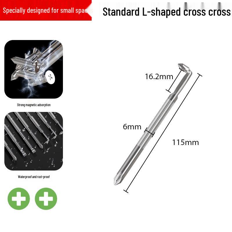 90-Degree L-Shaped Offset Screwdriver Set: Phillips, Slotted, Torx, Hex, High-Hardness.