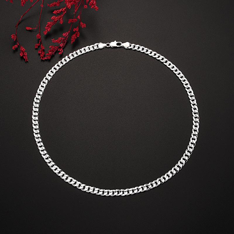 Feine s925 Sterling Silber Schöne 7MM Kette Halskette für Frauen Mann Edle Mode Party Hochzeit Schmuck Weihnachtsgeschenke 50-60cm
