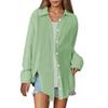 Damesblouse Kraag Lange Mouwen Knoopsluiting Blouses Tops Effen Kleur Losse Pasvorm Makkelijk te Onderhouden Gekreukelde Blouse