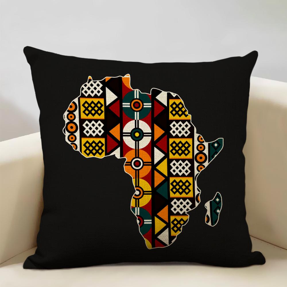 Map of Africa Geometrics Sofa Decorative Pillow Case African Pattern Cushion Cover LinenThrow Pillowcase