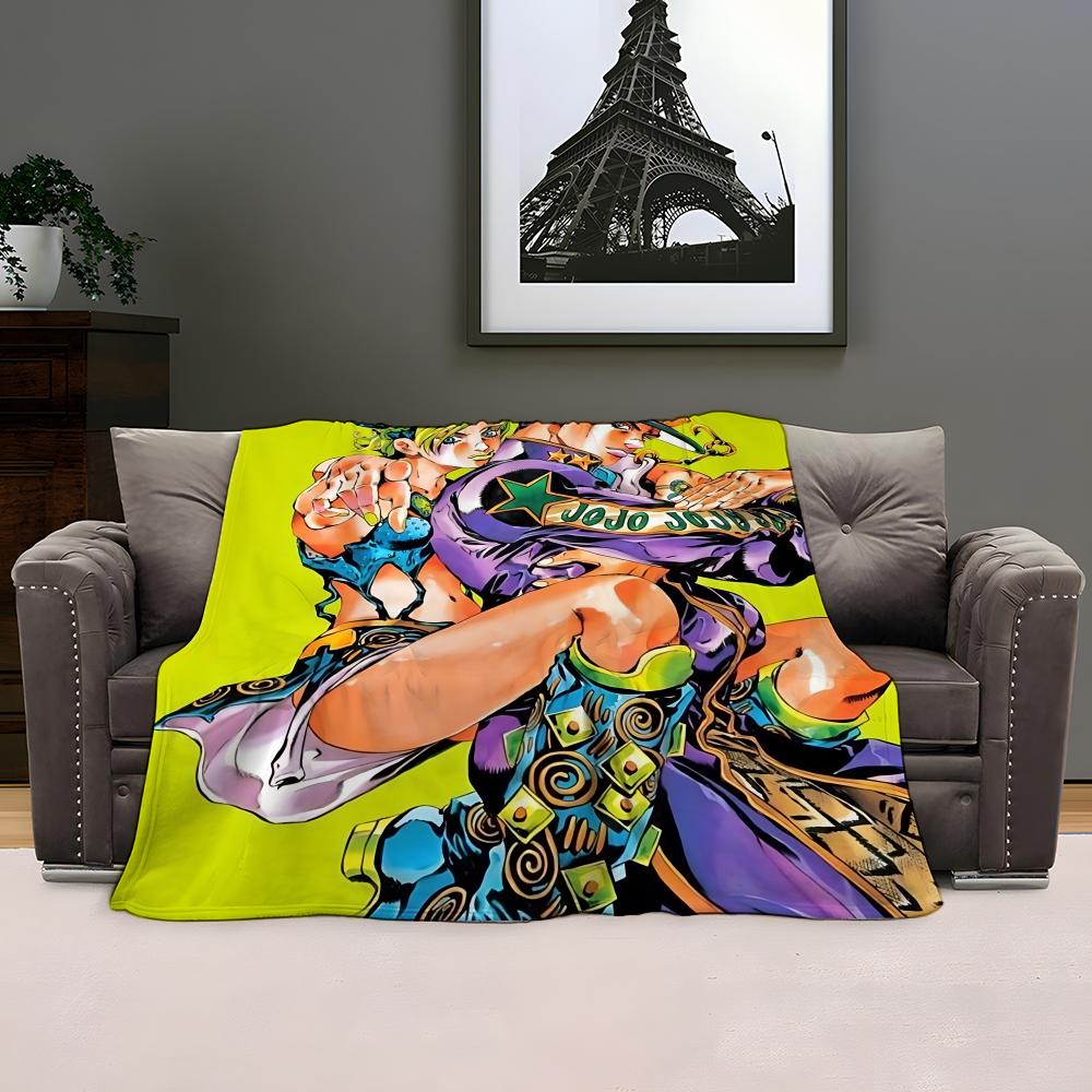 J-JoJo B-Bizarre Adventure Throw Kid-Friendly Flannel Throw Blanket Soft Warm Anti-Static Washable All Season
