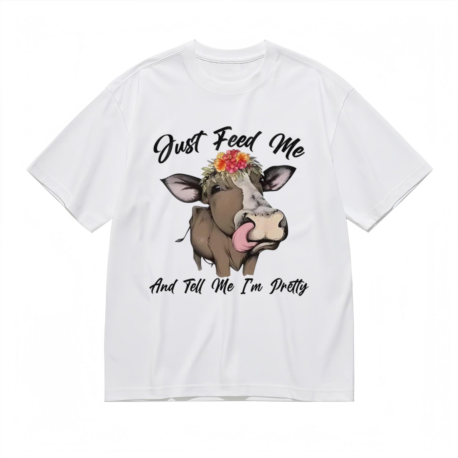 Men s Comfy Fashion All Season Classic T-Shirt Mens Womens Tees Top Humor Cow Design Printed Tee M