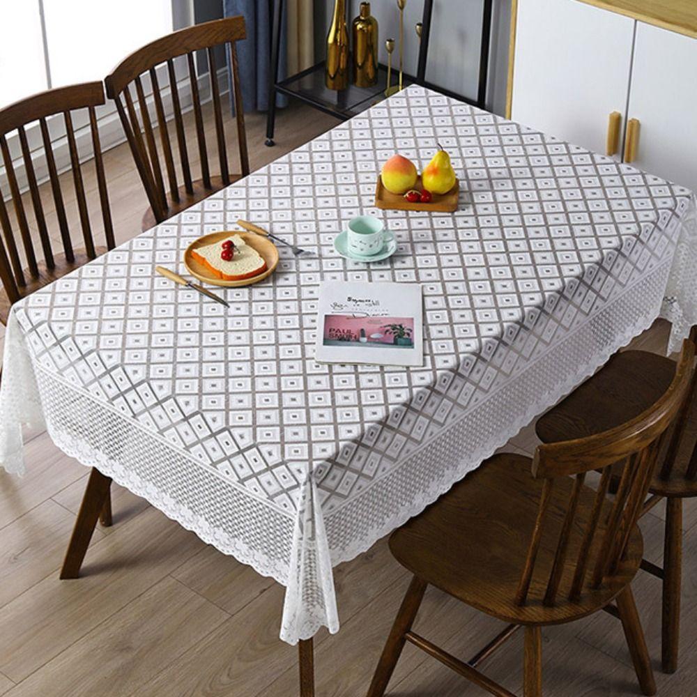 Practical Antique Lace Hollow Tablecloth Embroidered Floral White Table Cover Universal European Table Linen Tea Table