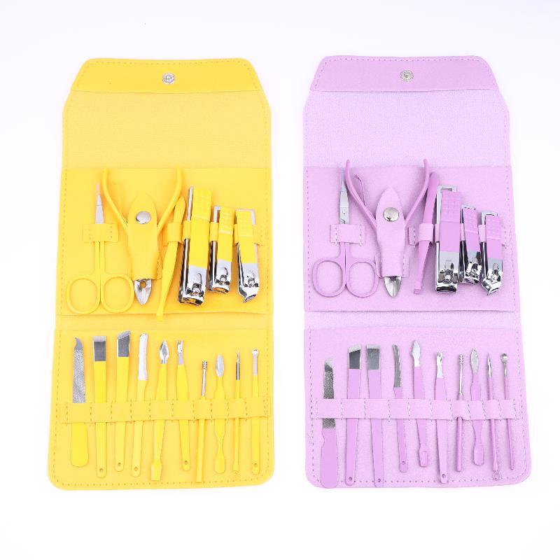 Premium 16-Piece Nail Grooming Kit For Home Stainless Steel Clippers Pedicure Set And Travel Case Included Manicure Set