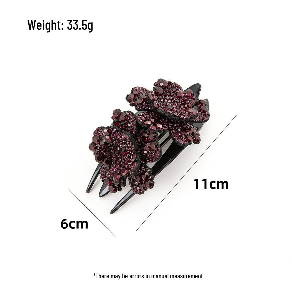 Elegant Full Rhinestone Floral Women's Retro Vertical Hair Clip – Non-slip Updo Ponytail Accessory