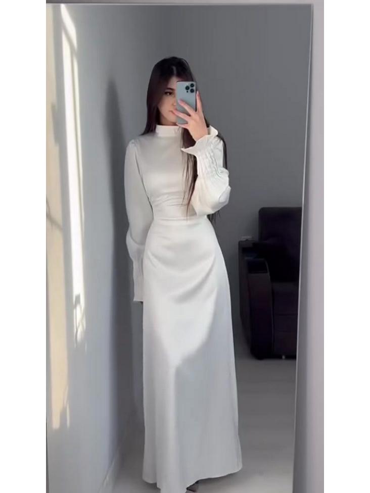 Autumn 204 Pleated Waist-Gathered Tie Court Style Dress