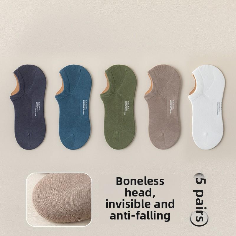 

5 пар мужских классических носков из чистого хлопка, впитывающих пот, дезодорирующих, нескользящих, невидимых, на весну и лето 5 Pairs