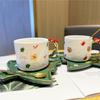 Christmas Ceramic Cup Coffee Mugs with Plate Suit Household Exquisite Afternoon Tea Cups Creativity Breakfast Milk Couple Gift