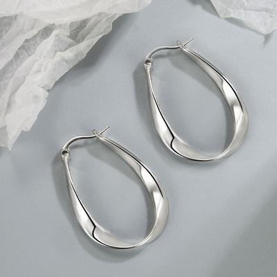 Vibrant Shine Earrings Elegant Twisted Circle Stainless Earrings for Women Chic Ear Hoop Jewelry for Ol Commute Dating Prom