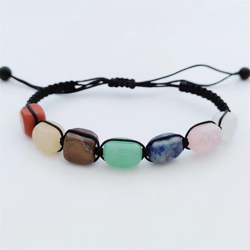 Exotic Seven-Color Crystal Woven Bracelet: Handmade Irregular Beaded Yoga Energy Bangle