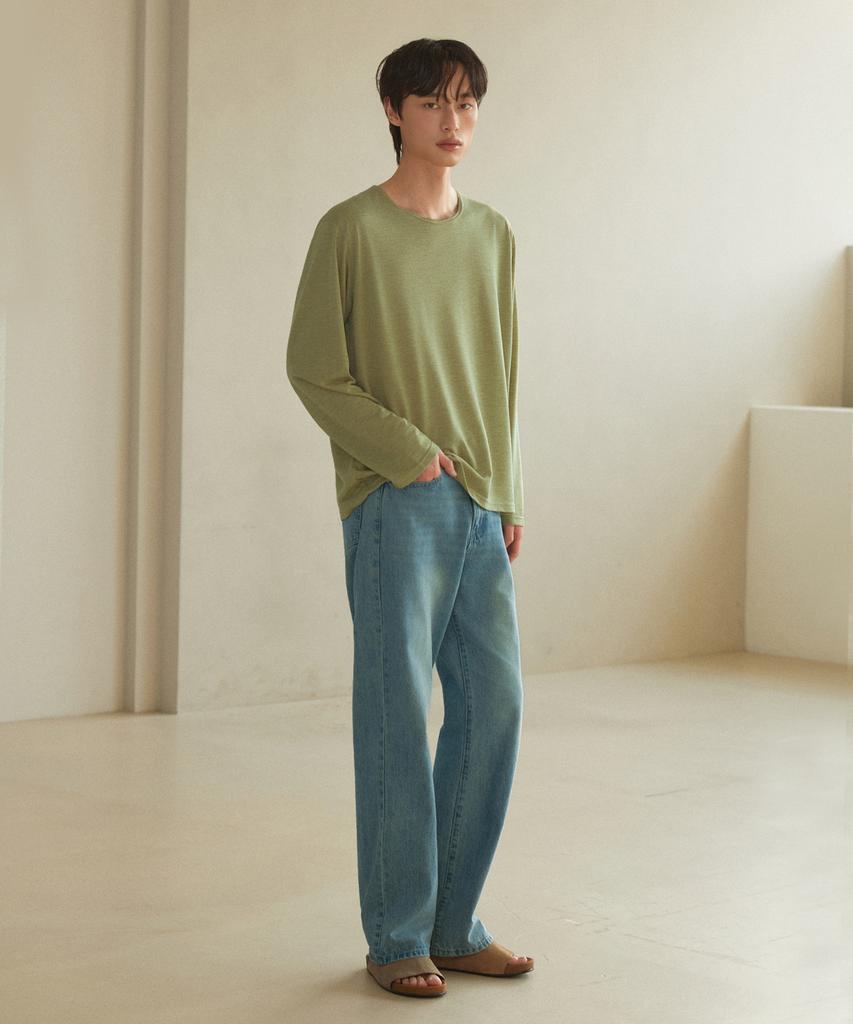 Dibeullu Low-Cut Scoop Neck Long Sleeve Olive
