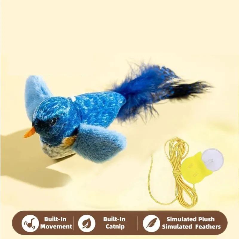 Pet Toy cat Plush toy emulates the sound bird to amuse the cat elastic rope to relieve boredom and resist scratching and biting