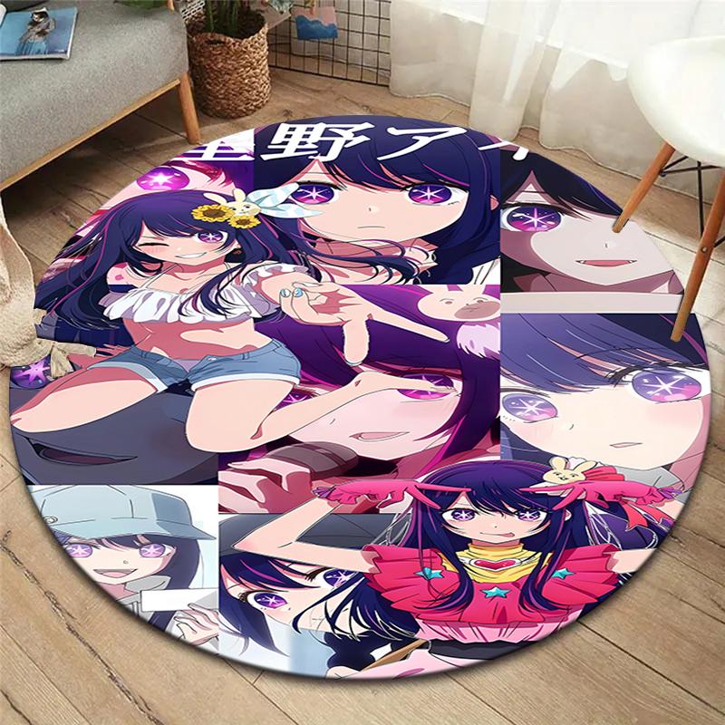 Oshi No Ko Round Area Rug,Carpet Rug for Living Room Bedroom Sofa Playroom Decor,Non-slip Floor Mat