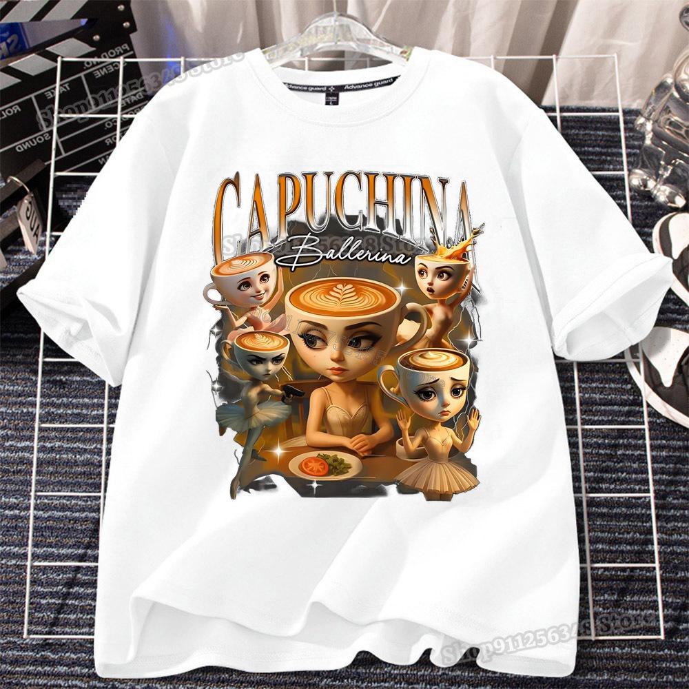 Italian Brainrot T-shirt for Children Clothing White Tops Kids Summer Short Sleeve Tees Cotton Boys Girls Outfits Tungtung Sahur