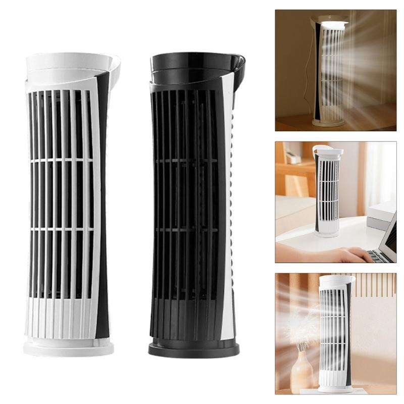Ventilatore da scrivania USB portatile a 2 velocità con luce LED, senza pale, sicuro e silenzioso, ventilatore a torre da tavolo per studenti e impiegati