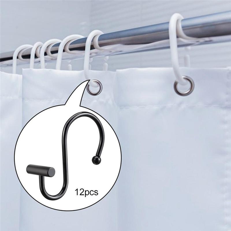 A44Z-Shower Curtain Hooks, Rust Proof Shower Curtain Rings For Bathroom,Metal Decorative Shower Curtain Hooks Hangers