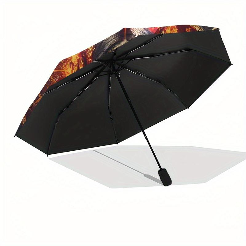 Flame of Passion: Mystical Amulet with Fiery DesignUmbrella, Portable 3-Fold Compact Umbrella,Christmas Gift ES661