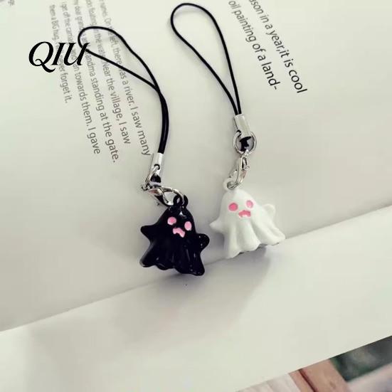 Ghost Charm Keychain Pendant Cartoon Shape Halloween Party Fun Phone with Lanyard Backpack Accessories