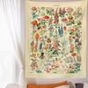 Botanischer Druck Florales Wandbehang Pilz-Wandteppich Vintage Boho Wildblumen Gemüse-Wandteppich Bunte Heimdekoration