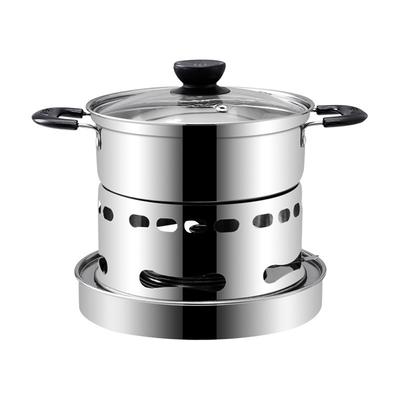 Outdoors Stainless Steel Alcohol Stove with Pot Portable Burner Rustproof Anti-corrosion Cooking