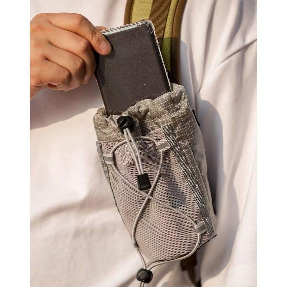 Portable Backpack Strap Pouch Drawstring Shoulder Strap Hanging Bag Water Bottle Holder  Hiking