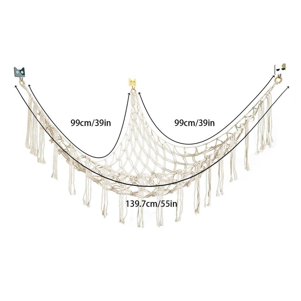 Bohemian Woven Toy Storage Triangle Net for Bedroom Corners