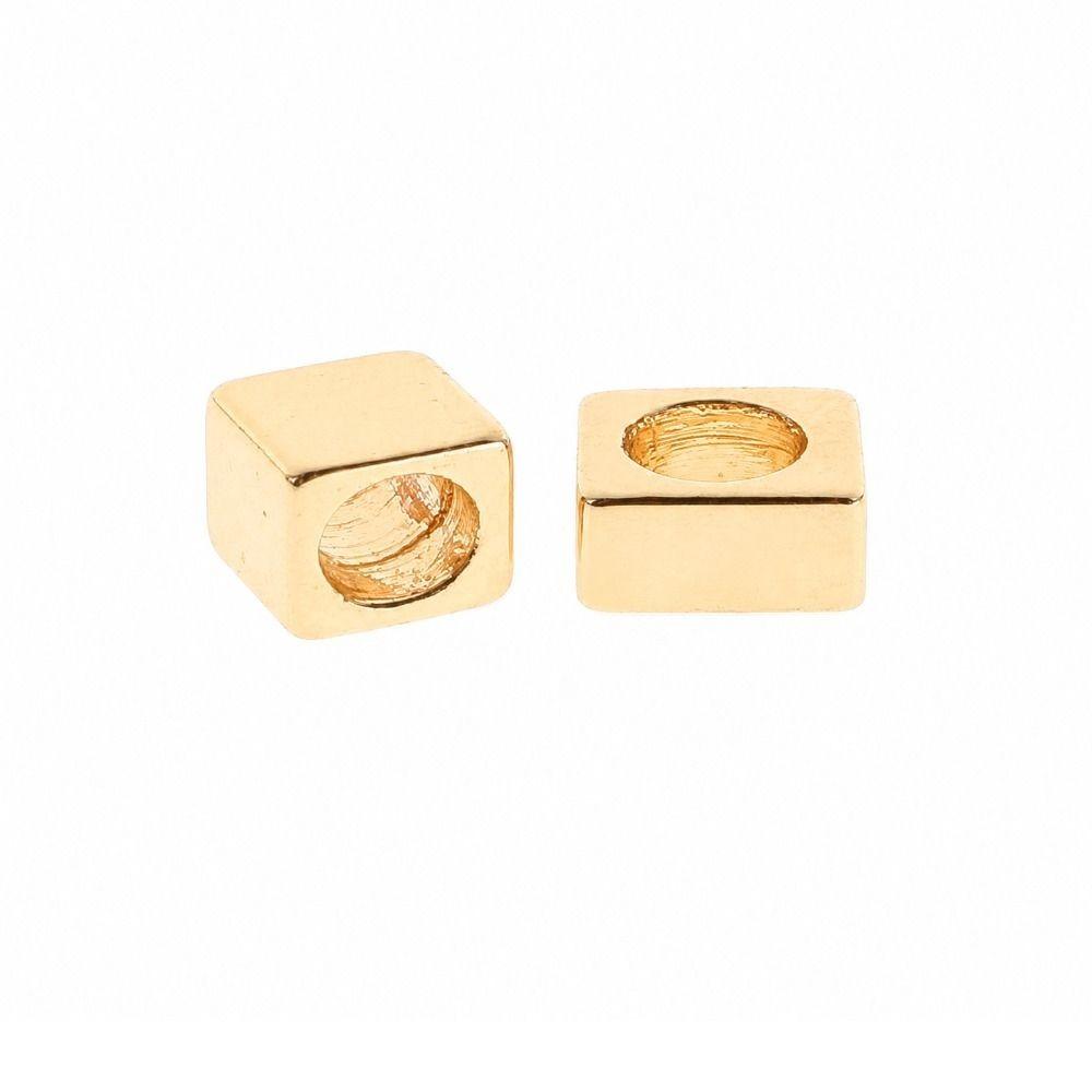 100pcs Gold 14K Gold Plated Cube Spacer Beads Loose Spacer Beads  Bracelet Necklace Jewelry Making