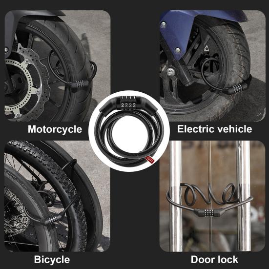 Anti-Theft Bicycle Combination Lock Rust Resistant Easy To Use Compact Size Mountain Bike 4-Digit Password Lock