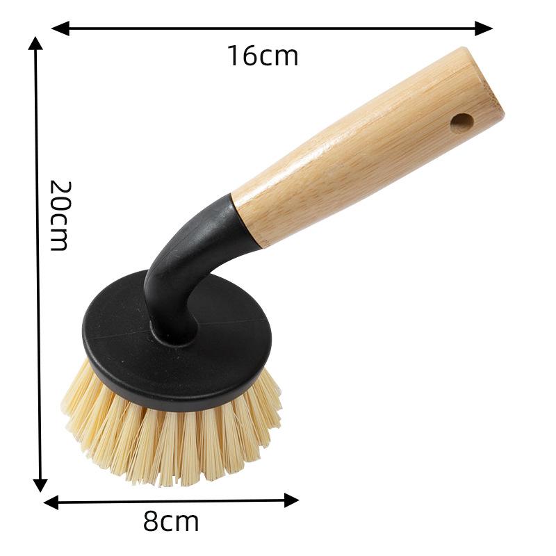 Multi-functional Bamboo Dishwashing & Pot Cleaning Brush with Short & Long Handles for Non-scratch Kitchen, Fruit, and Vegetable Cleaning