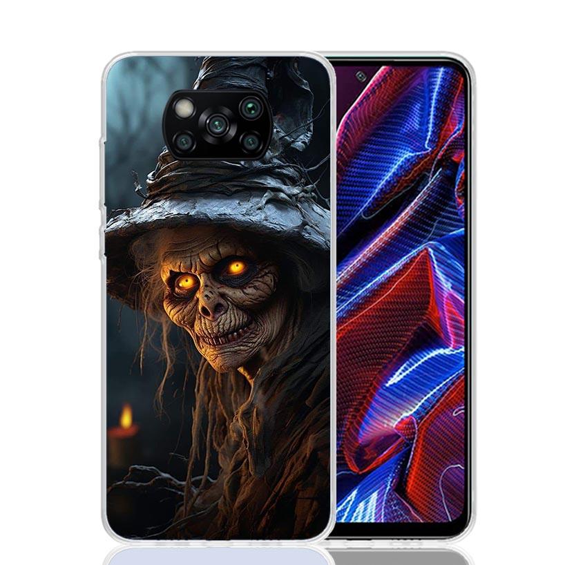 Halloween Moon Witch Horror Phone Case For Xiaomi Poco X7 X6 X5 Pro F7 Ultra Redmi 15C 15 13 13C 12 12C 10 10A 10C 9 9A 9C 9T Co