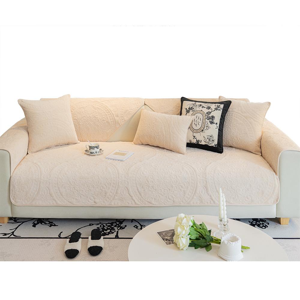 Winter Crystal Velvet Sofa Cushion New Light French Cream Style Cover Cover Cloth Leather Sofa Cushion